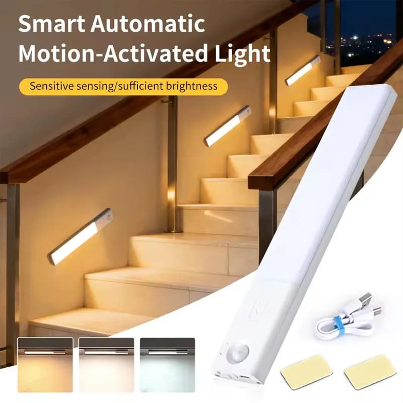 1/3 Pezzi Luce Notturna LED con Stazione di Ricarica, Dimmer USB Ricaricabile, Sensore di Movimento, Luci Sottopensile Wireless, Lampada per Scale