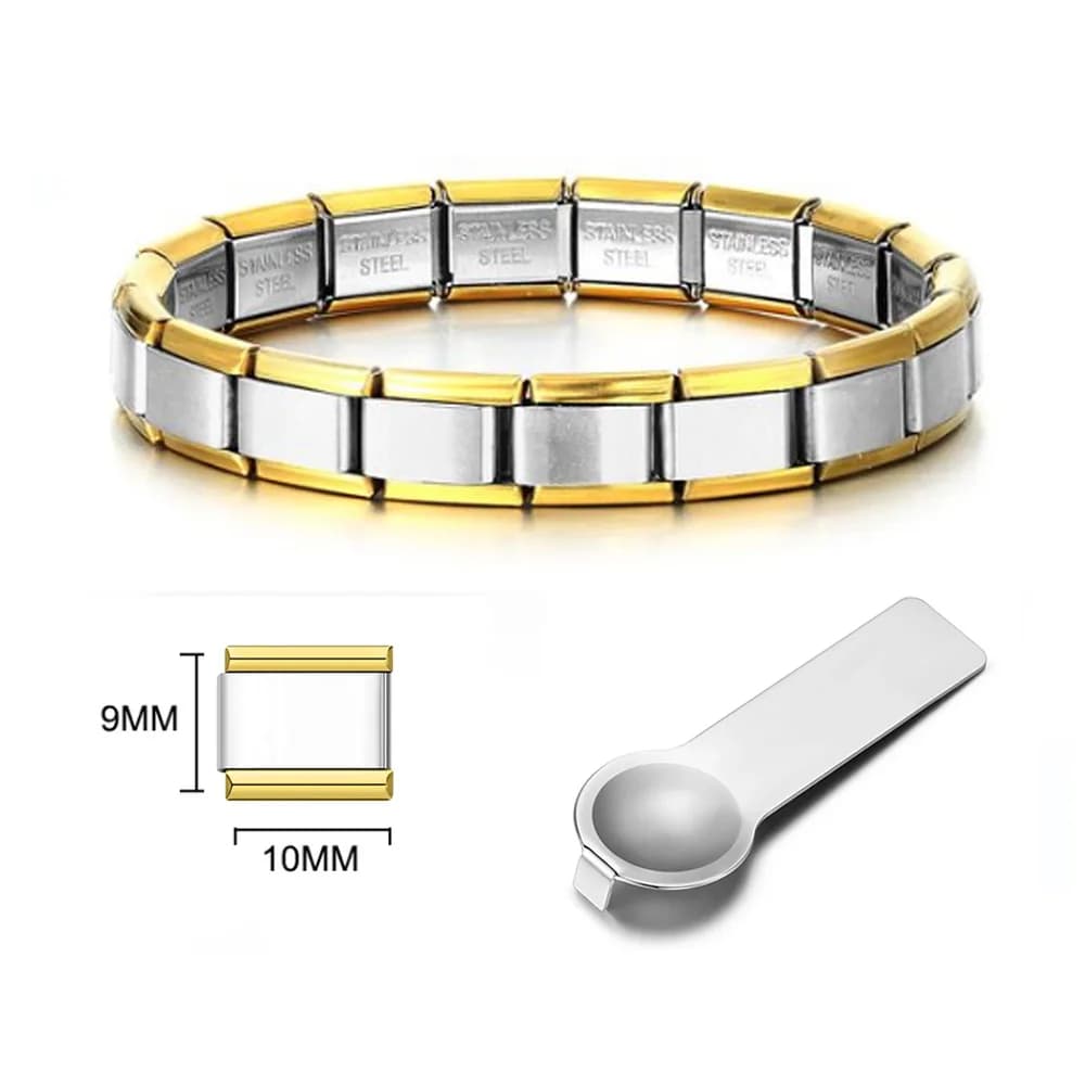 Per donna uomo cinturino con ciondolo italiano larghezza 9 mm braccialetti in acciaio inossidabile color argento oro a portata di mano fai da te creazione di gioielli all'ingrosso