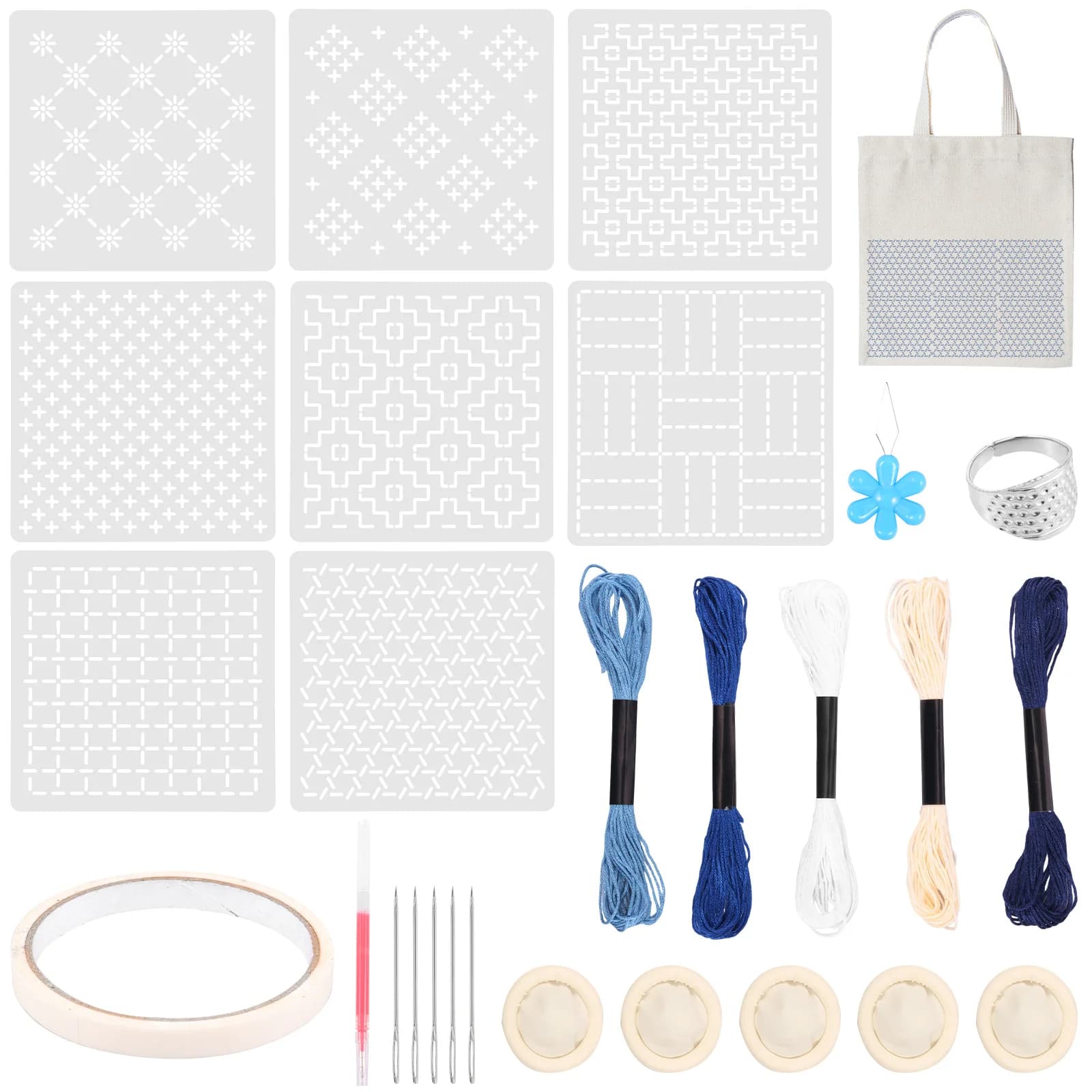 8/12Pcs Reusable Sashiko Embroidery Template Pet Sewing Stencils DIY Embroidery Patterns Geometric Line Quilting Template