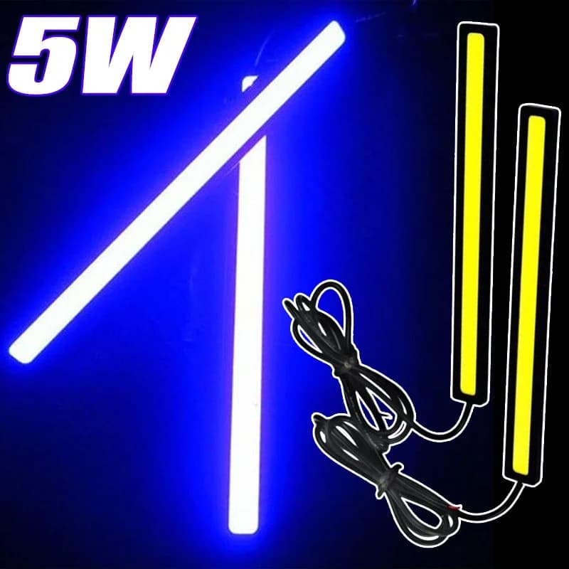 2PCS Car Daytime Running Light Car COB 10 LED Panel Light Strip luce impermeabile pieghevole faro ausiliario 12V