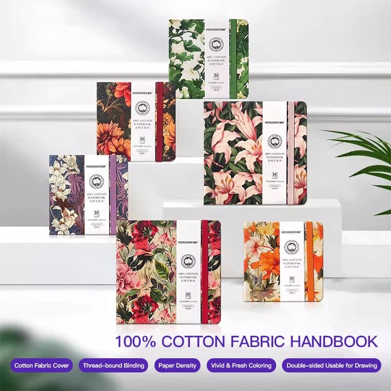 POTENTATE Watercolor Sketchbook 100% Cotton 300gsm Thick Paper Watercolor Journal Drawing Book Hand Notebook Sketch Pad 24Sheets
