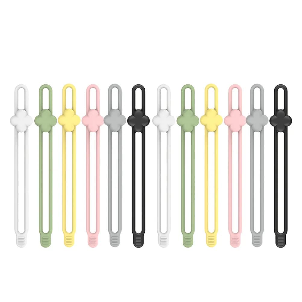 12Pcs Cable Organizer Silicone Wire Ties Fastening Straps for Desk Office Cord Management Cable Holding Silicone Zip Ties