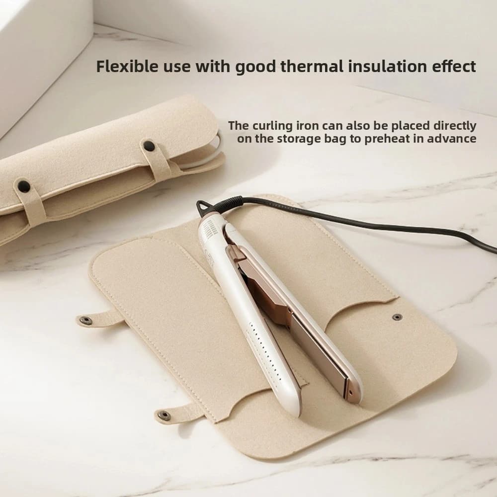 Felt Curling Iron Bag Dustproof Protective Cover Straightener Storage Pouch HighTemperature Curling Iron Insulation Mat
