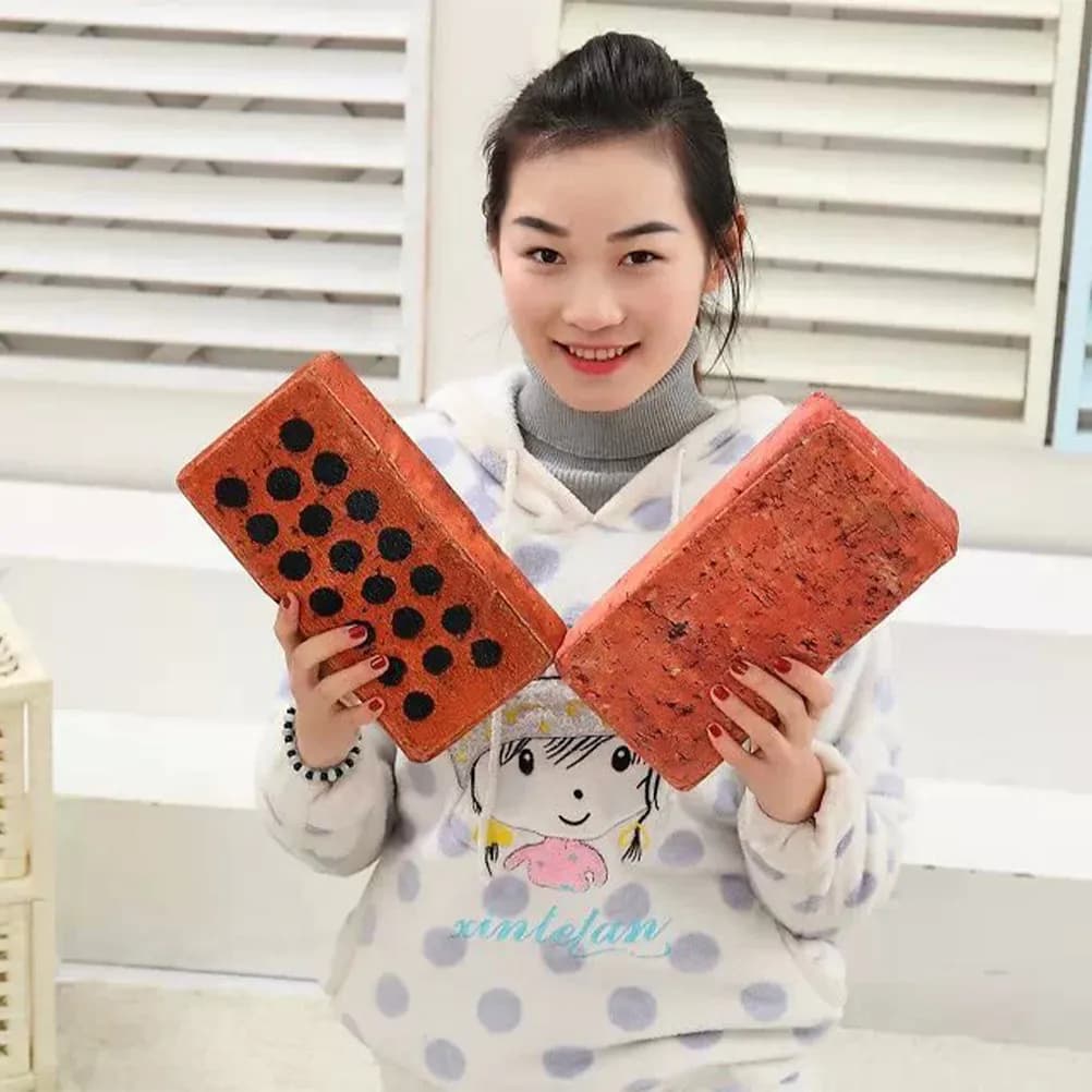 25Cm Realistic Brick Shaped Soft Hug Pillow Premium Sponge Fill Comfort Throw Cushion for Anxiety Relief Home Office Car Decor