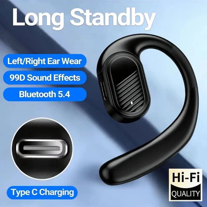 Bluetooth 5.4 Open Wireless Earphone Left Right Ear Universal Headset With Mic For Sport Business Music 99D Stereo System