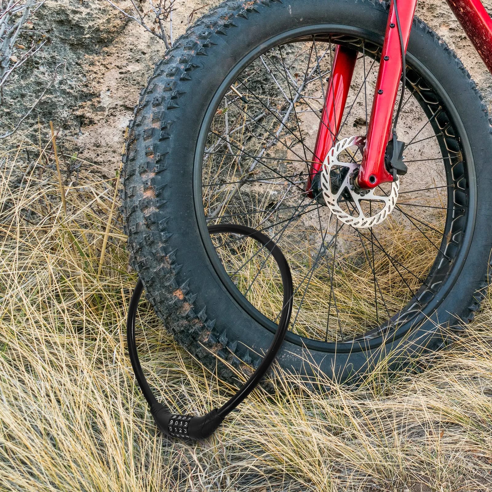 Lucchetto per Bicicletta in Acciaio e ABS Resistente con Chiavi, Antifurto Portatile per Mountain Bike e Bagagli