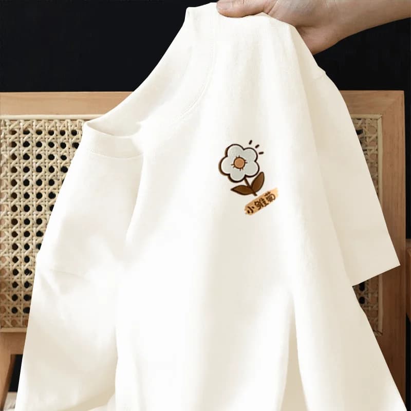 Loose Cotton Short Sleeve T-Shirt Unisex Summer Fashionable Versatile Clothing UPF30+ UV Protection Male Female Matching