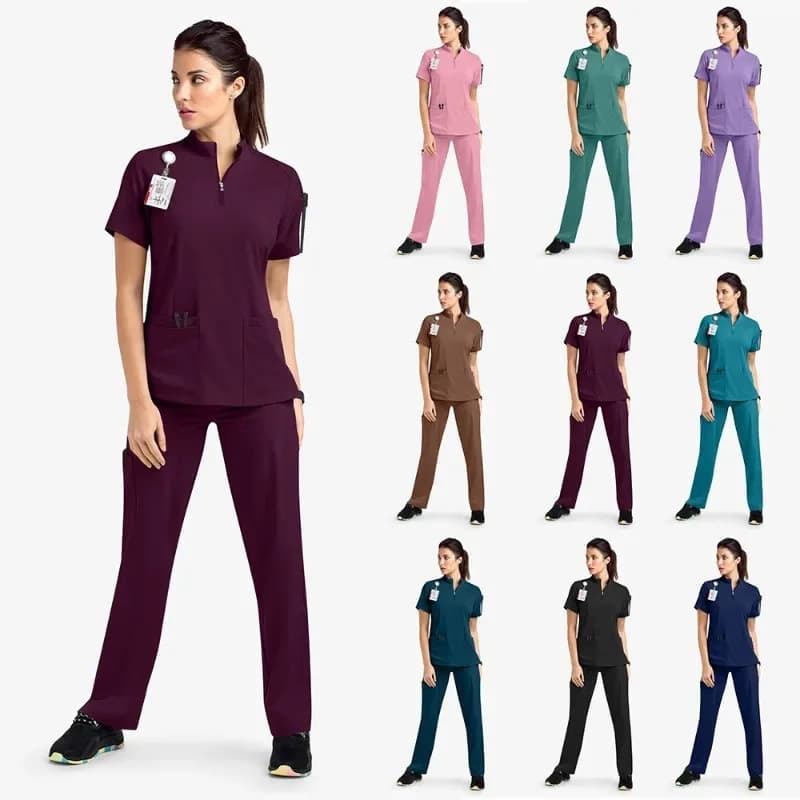 Uniformi mediche ospedaliere a maniche corte uniformi termali clinica odontoiatrica scrub medici abiti Pet Grooming accessori per infermiere veterinarie