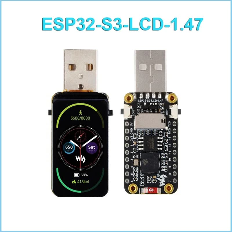 Waveshare ESP32-S3 LVGL GUI 1.47 inch 172×320 Supports WiFi and Bluetooth for Arduino/ESP-IDF/VSCode