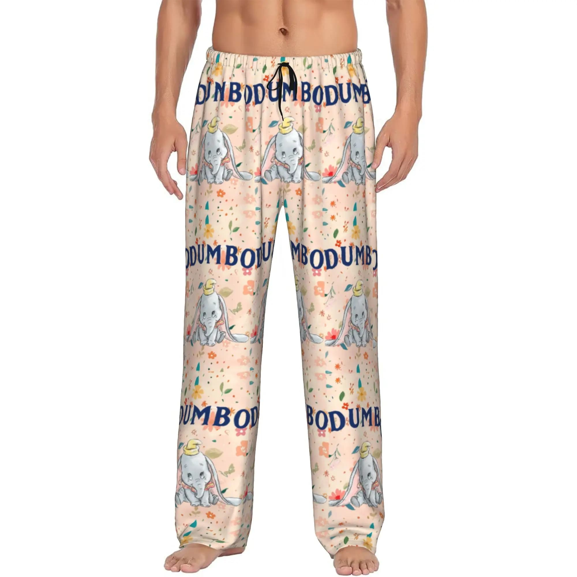 Custom Printed D-Dumboes Cartoon Pajama Pants for Men Cute Elephant Sleep Sleepwear Bottoms with Pockets
