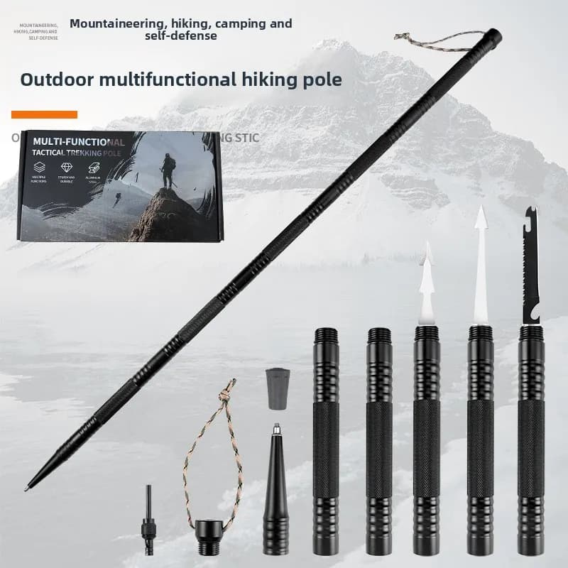 Tactical Aluminum Alloy Trekking Poles, Walking Stick Set for Mountain Climbing, Hiking, Camping, Self-Defense, Outdoor Gear