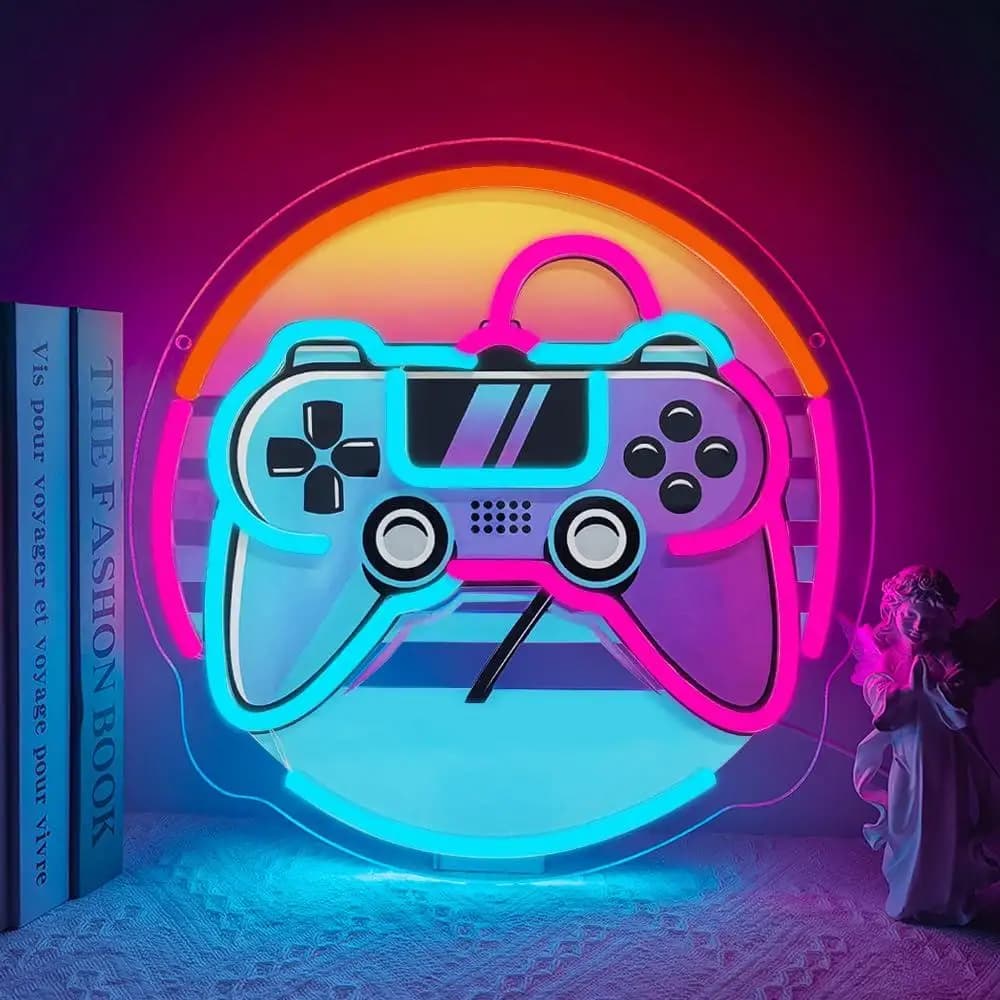 Insegna al Neon per Gamer, Luci LED Dimmerabili USB a Forma di Gamepad per Camera da Letto, Sala Giochi, Decorazione Murale, Regalo per Ragazzi, Luce Notturna