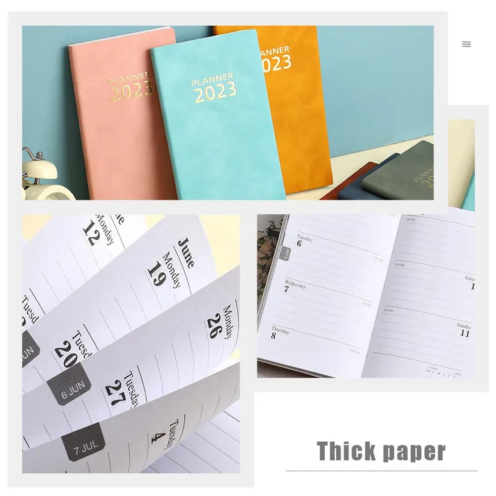 Agenda 2023, Blocco Note Premium con Carta Spessa, Planner Giornaliero Minimalista per Studenti, Insegnanti, Impiegati, Gestione del Tempo