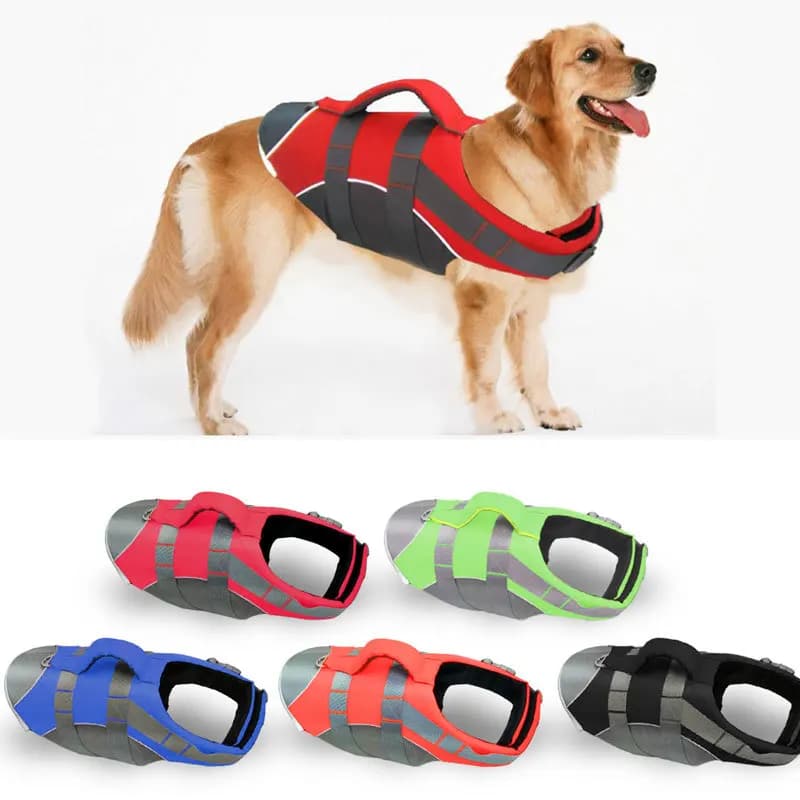Gilet da Nuoto Estivo per Cani, Giubbotto Salvagente Regolabile per Cani, Abbigliamento Galleggiante per Cani, Gilet Salvagente per Cani da Servizio
