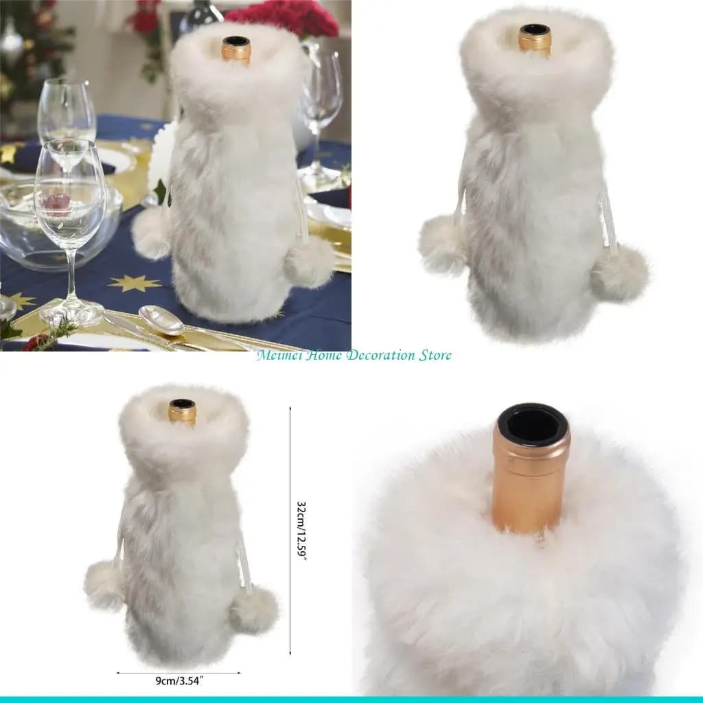 H7BF Sacchetti per bottiglie vino natalizie Decorazione natalizia Copri bottiglia vino con coulisse Copri bottiglia da