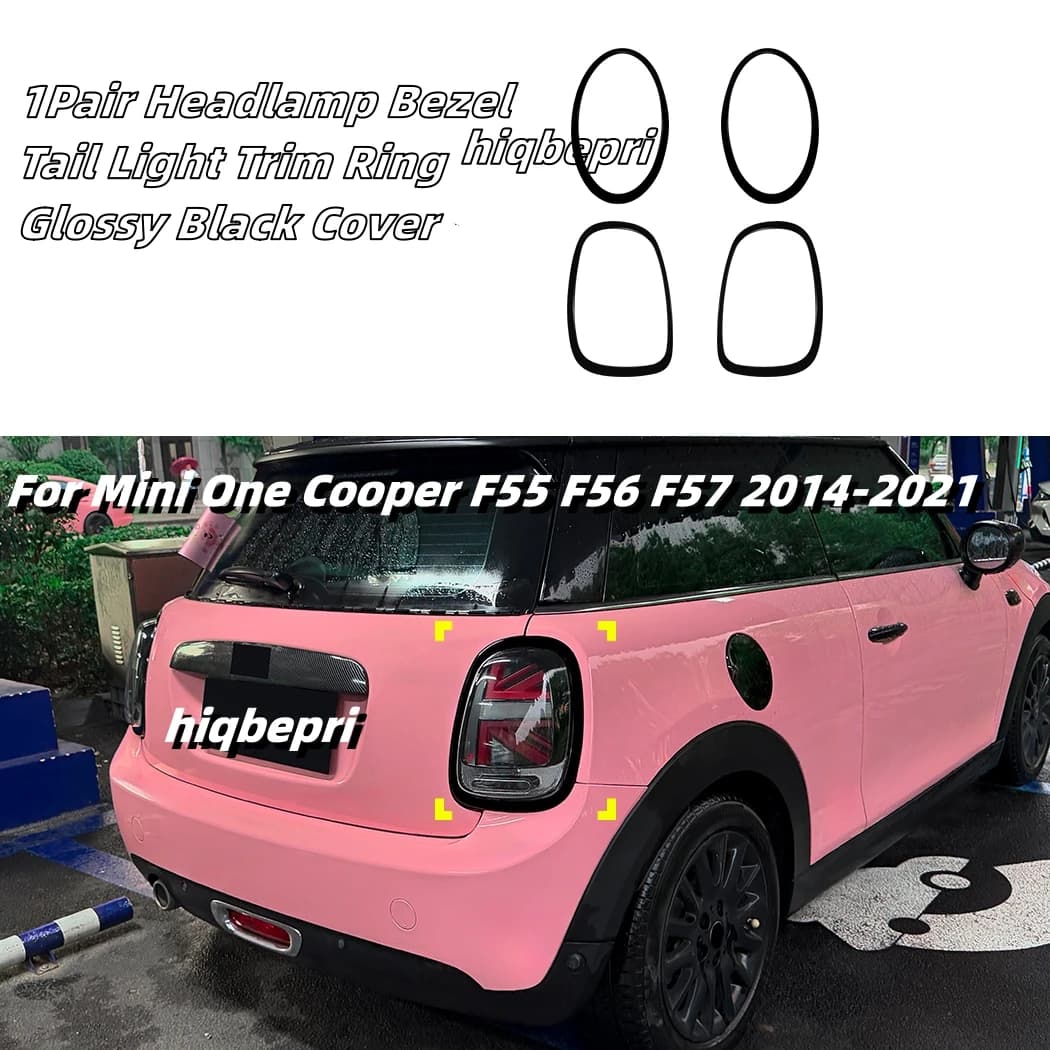 Front Headlight And Rear Tail Light Surround Trim Styling Cover For Mini Cooper F55 F56 F57 For One S JCW 2014-2021 Glossy Black