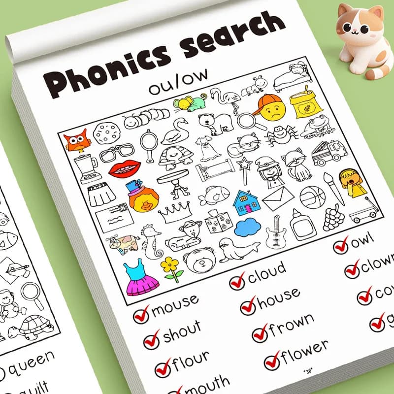Libri di giochi per bambini, libri di colorazione e di rilevamento oggetti, guide di colorazione basate sul vocabolario, libri divertenti per esercitare la concentrazione, strumenti educativi per l'apprendimento precoce, quaderni di attività per bambini, libri interattivi con oggetti da trovare, ausili didattici.