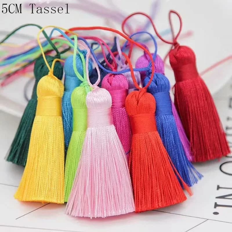 5 pezzi 5 cm nappa di seta con anello per cavo nappe morbide ed eleganti fatte a mano nappe segnalibro per creazione di gioielli accessori artigianali fai da te