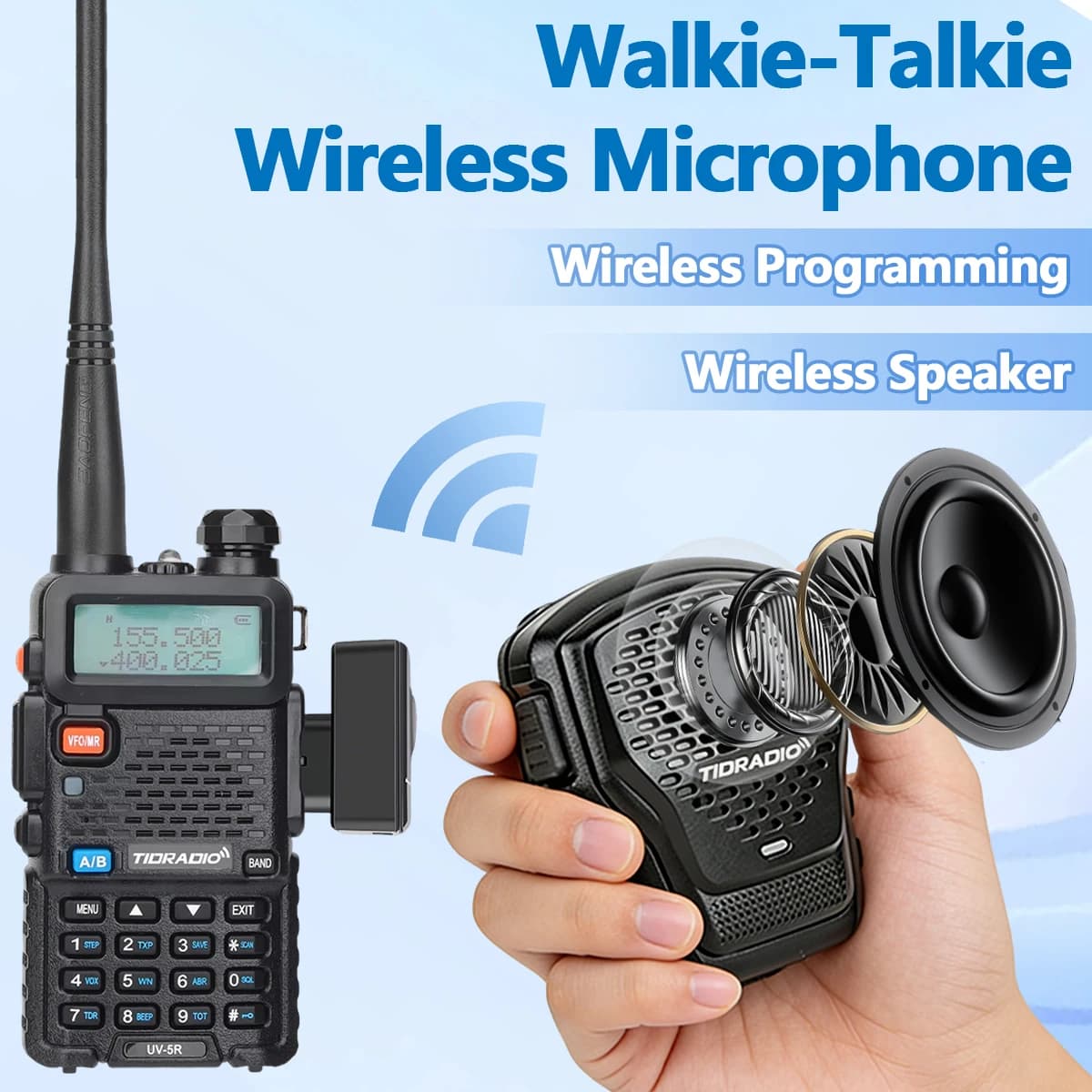 Microfono Wireless TIDRADIO Q2L per Walkie Talkie, App Zello e Odmaster, Riduzione del Rumore AI, Programmazione Radio