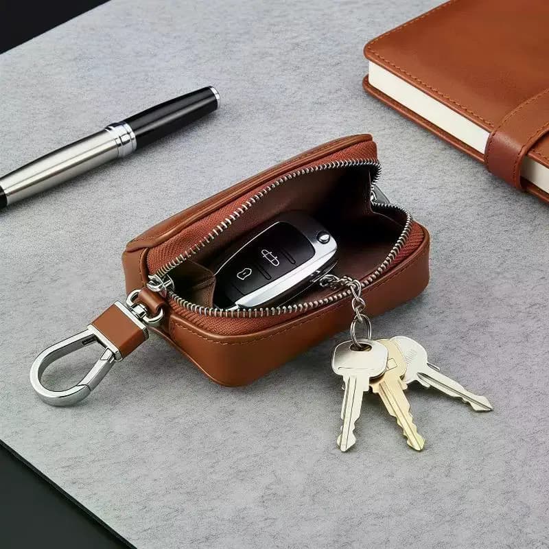 Trendy Leather Keychain Pouch Zipper Bag Key Wallets Car Key Case Cover Storage Bag Key Holder Organizer Men Women