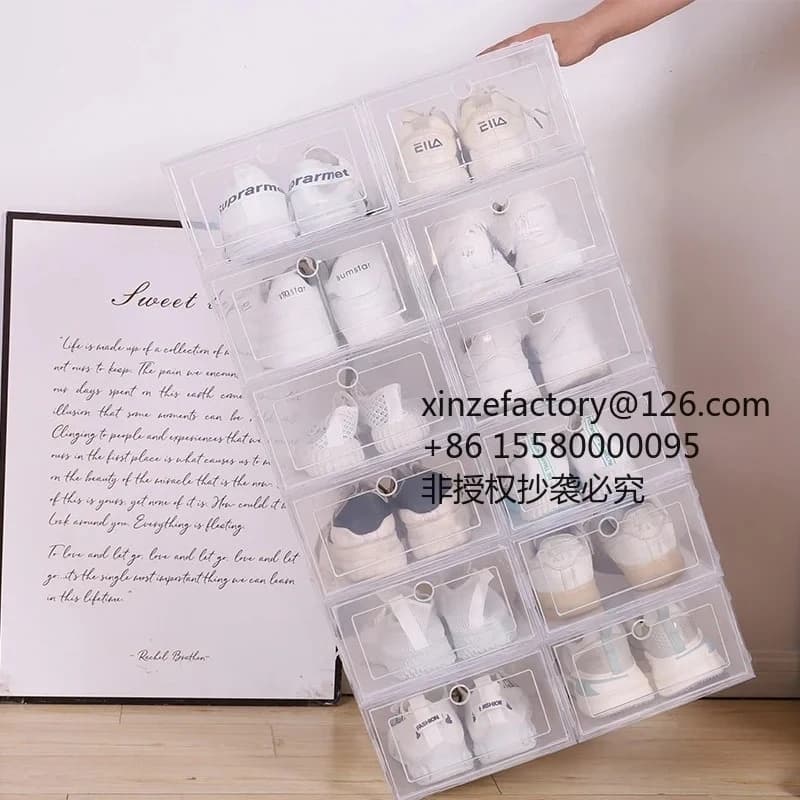Set di 6 Scatole Trasparenti Personalizzabili per Scarpe - Organizzatore Antiossidante e Antipolvere per Ciabatte e Sneakers, Ideale per