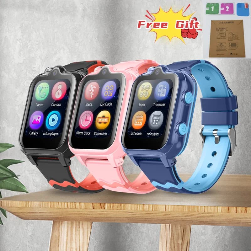 Smart Watch per bambini posizionamento GPS scheda Sim 4G SOS telefonata 1.7 "2MP doppia fotocamera Monitor vocale impronta traccia 7 giorni lavoro Face ID