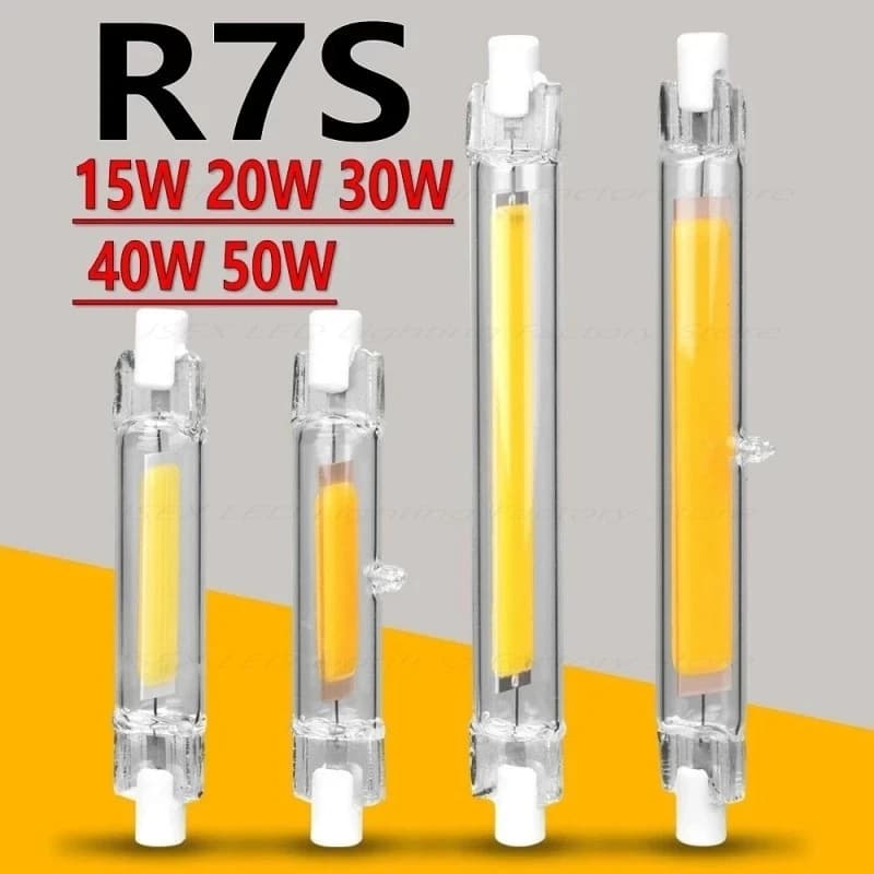 R7S LED Tubo di vetro Lampadina COB 78MM 118MM Lampada a mais R7S ad alta potenza J78 J118 Sostituisci la luce alogena AC 110V 220V 240V Lampadas