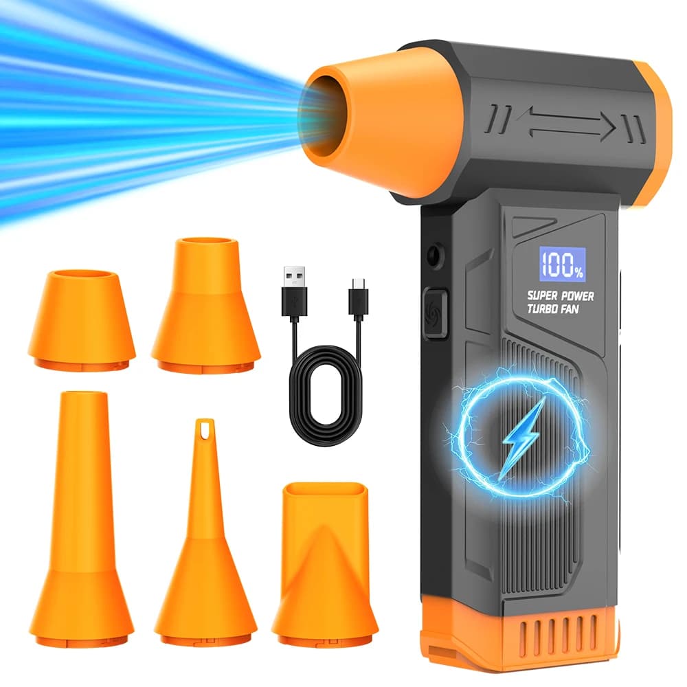 2026 New Brushless Wireless Jet Fan Turbo Air Blower Portable LED Light Digital Display Car Cleaning Fan for Outdoor BBQ Use