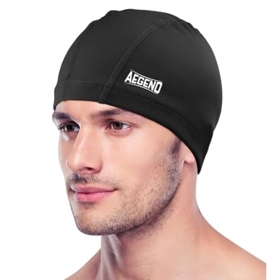 Fabric Swim Cap, Silicone Waterproof Layer - Breathable Cloth Swimming Cap, Keep Hair Dry with Hight Elasticity for Youth 8-16