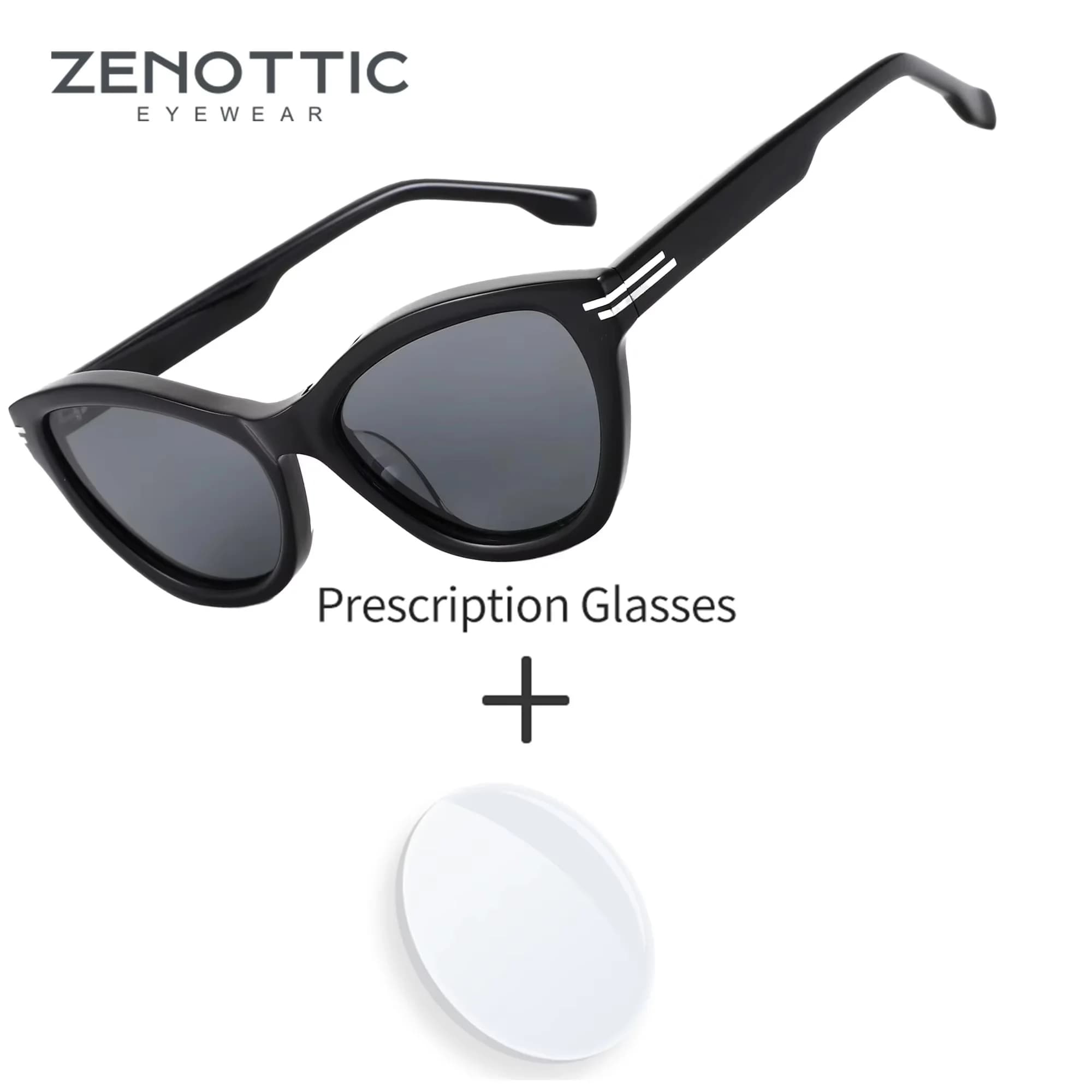 ZENOTTIC S Size Black Butterfly Acetate Prescription Sunglasses for Women UV400 Polarized Myopia Lenses Shades Eyewear