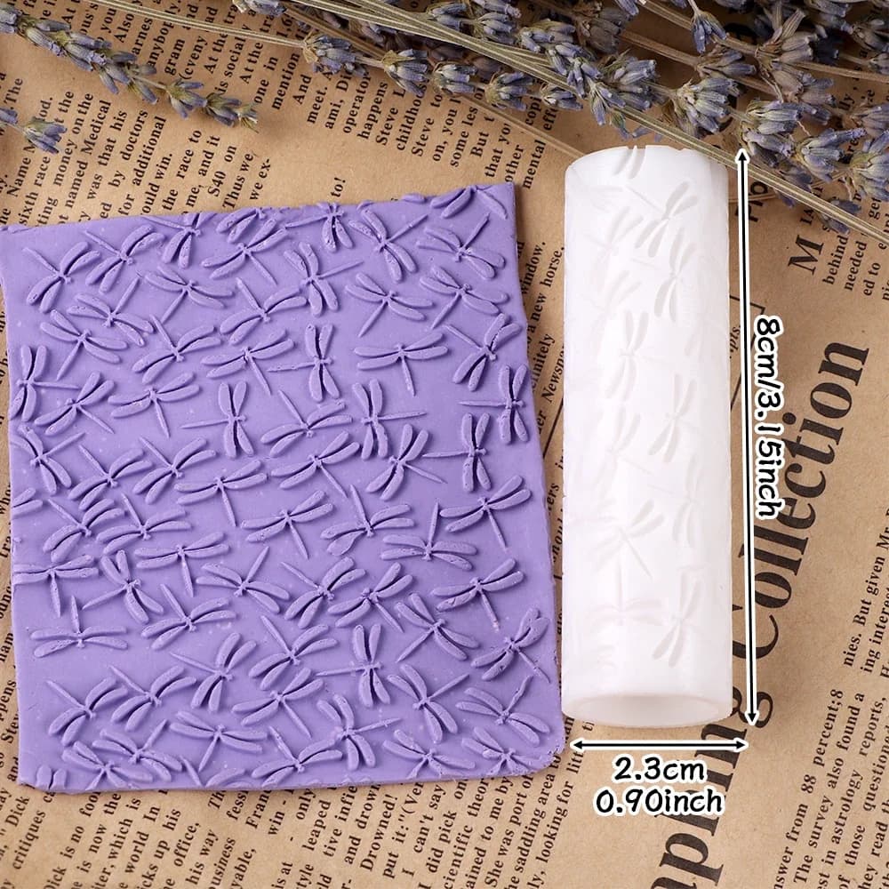 Sand Summer Music Polymer Clay Seamless Texture Roller Dragonfly Paw Print Texture Embossed Mold DIY Earrings Jewelry Making