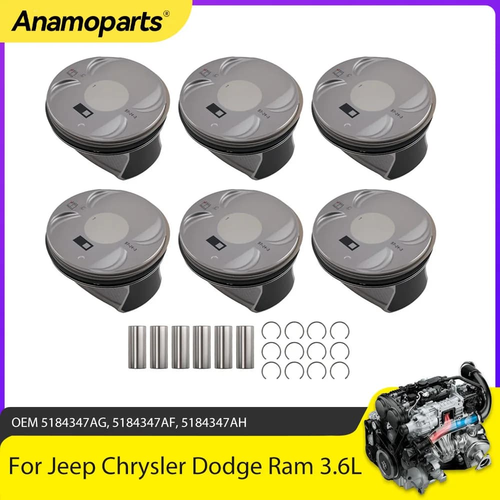 Set di Pistoni Motore con Anelli per Jeep Grand Cherokee, Chrysler 300, Dodge Journey, Ram 1500 3.6L V6 a Benzina 5184347AG