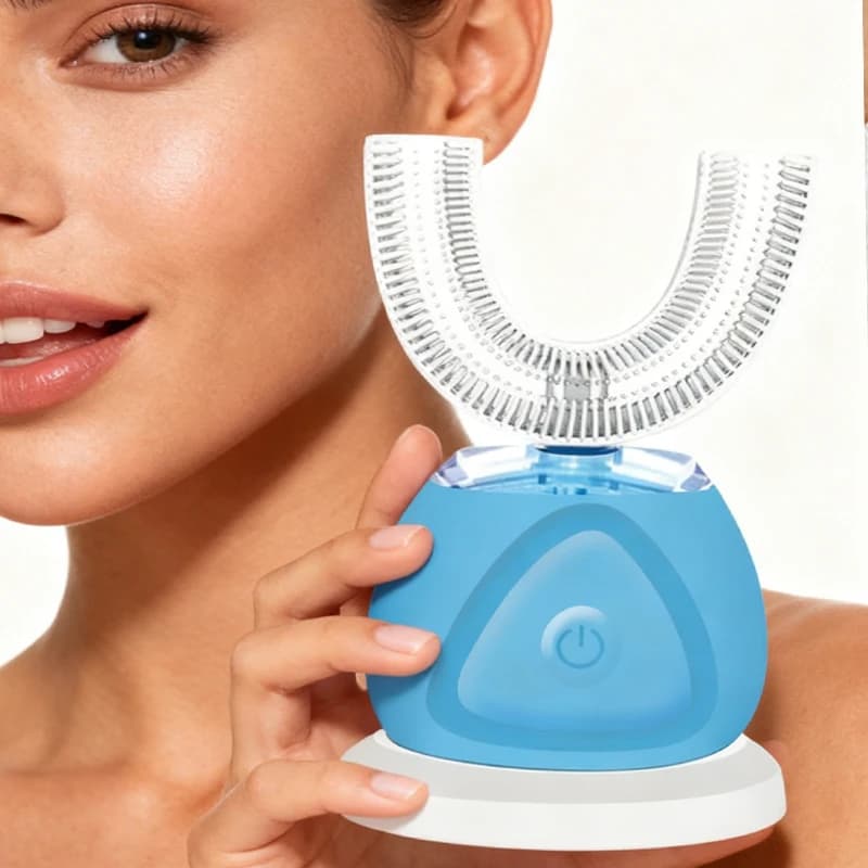 Spazzolino elettrico ricaricabile tramite USB, spazzolino automatico per bambini orale in silicone a 360 gradi, spazzolino a forma di U