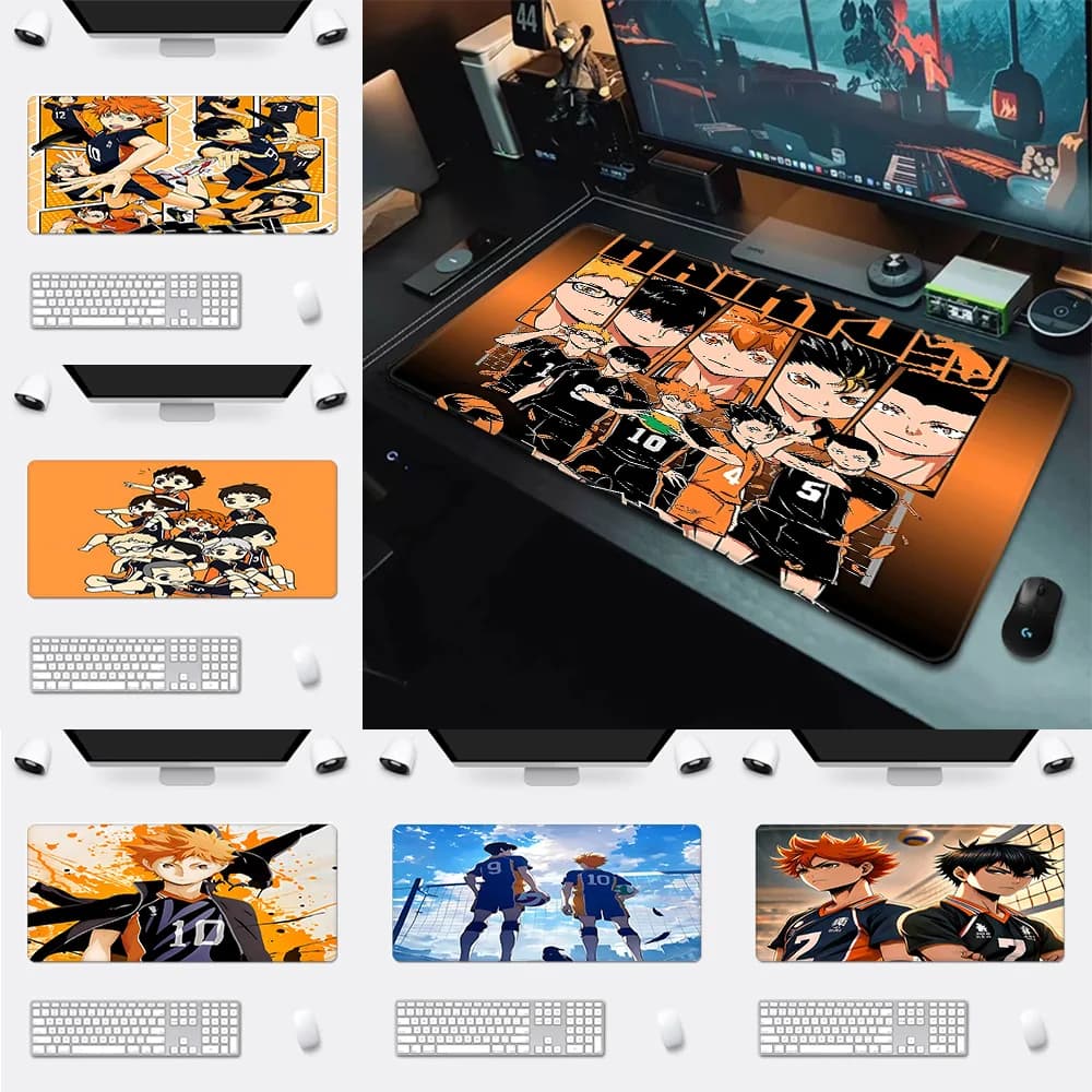 Tappetino per mouse Comic Anime H-Haikyuus Cool Mousepad con stampa HD per computer, tappetino per mouse antiscivolo con bordo bloccabile XXL90x40cm, tappetino per tastiera e scrivania PC