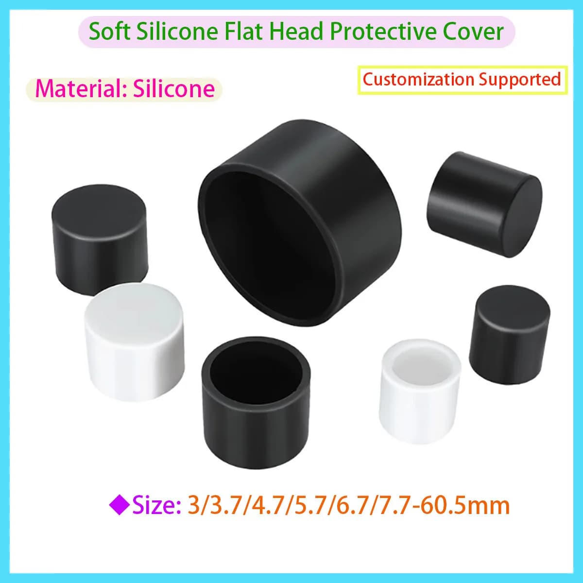 Tavoli per mobili, sedie, piedini, cuscinetti protettivi in silicone, diametro interno 3/3,7/4,7/5,7/6,7/7,7-60,5 mm