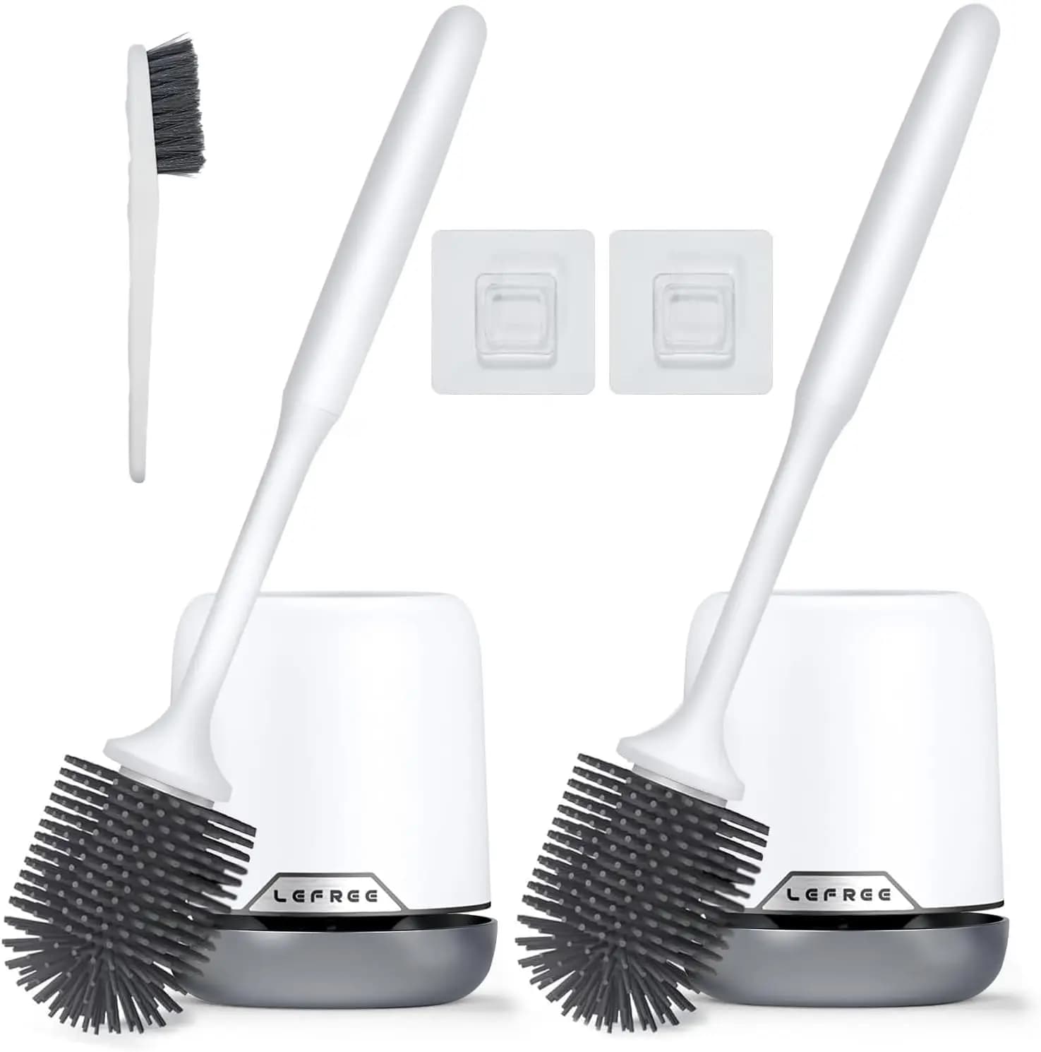 Set di 2 Spazzole per WC in Silicone con Supporto Ventilato, Scrubber da Terra e da Parete per una Facile Pulizia