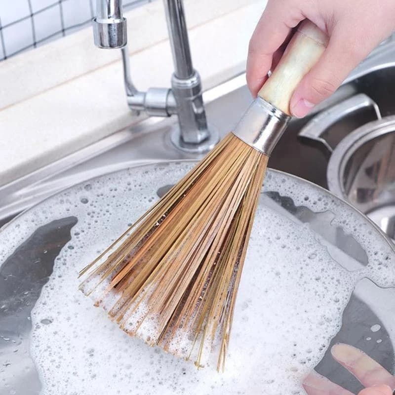 Bamboo Frying Pan Brush Kitchen Cleaning Brush Kitchen Bamboo Pan Brush Cleaning B95B