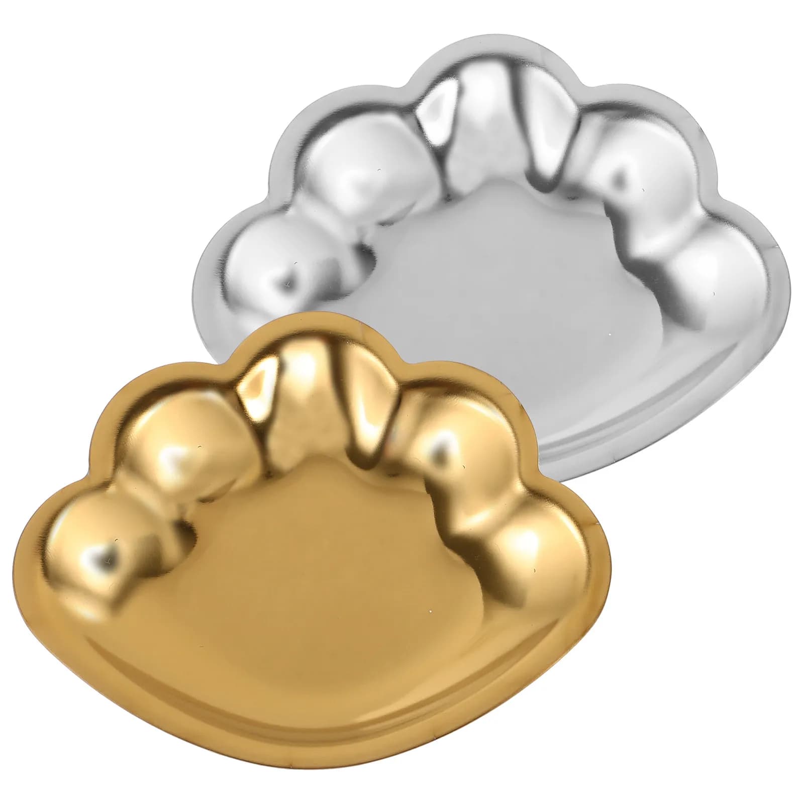 2Pcs Shell-Shaped Stainless Steel Jewelry Dish Tray for Rings Earrings Necklaces Storage Home Decor Desktop Adornment Makeup