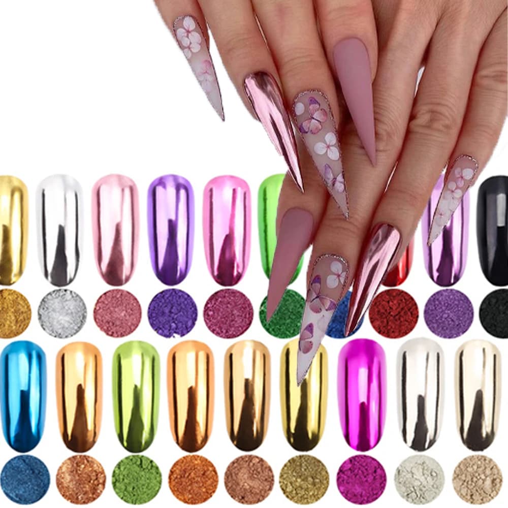 1 scatola di polvere per unghie glitter metallizzata champagne oro rosa strofinare effetto specchio in metallo decorazione per unghie polvere di pigmenti cromati