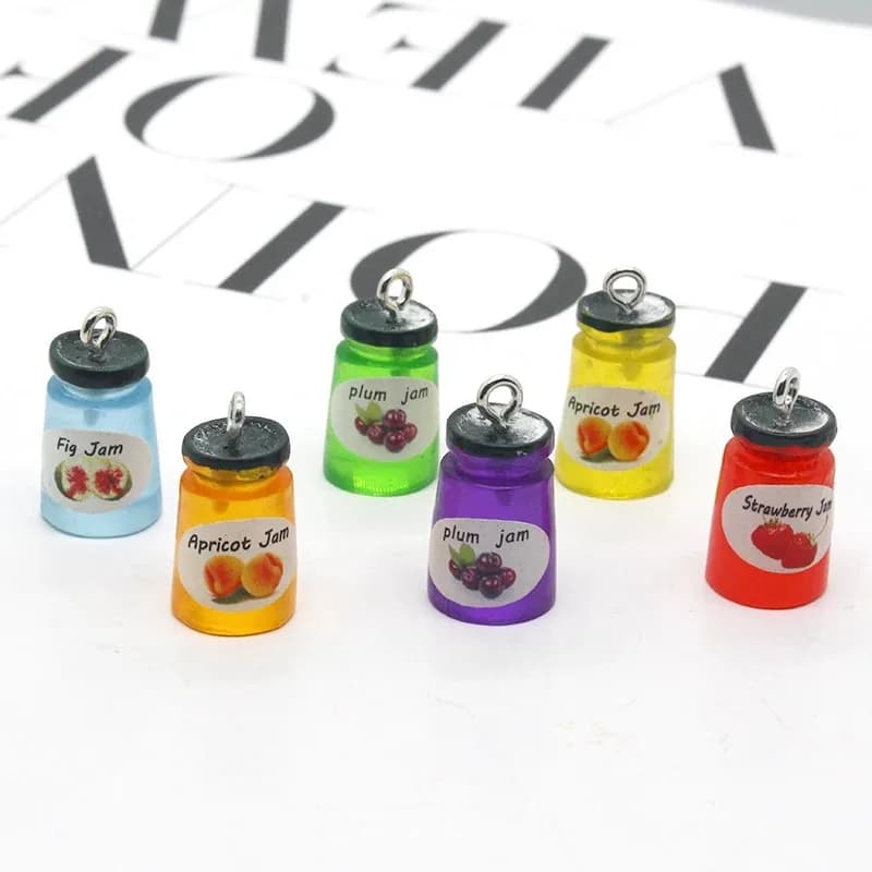 10pcs/pack Strawberry Apple Fruit Jam Resin Earring Charms DIY Cute Food Pendants For Bracelet Keychain Jewelry Make
