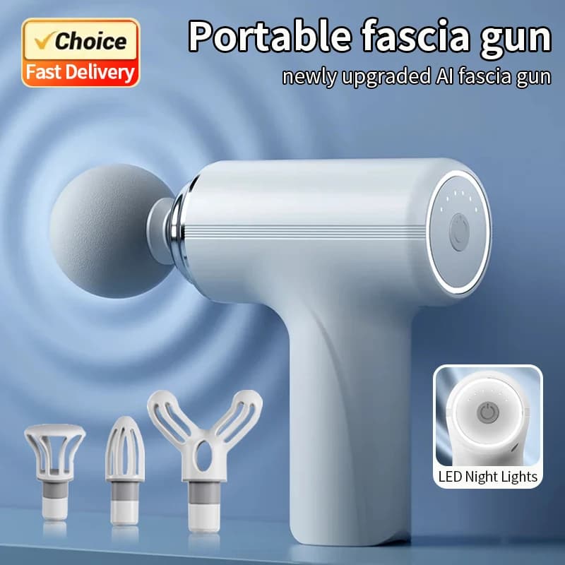 Portable Stripping Massage Gun AI Electric Percussion Massage Body Relaxation with LED Night Light 4 Replaceable Massage Heads