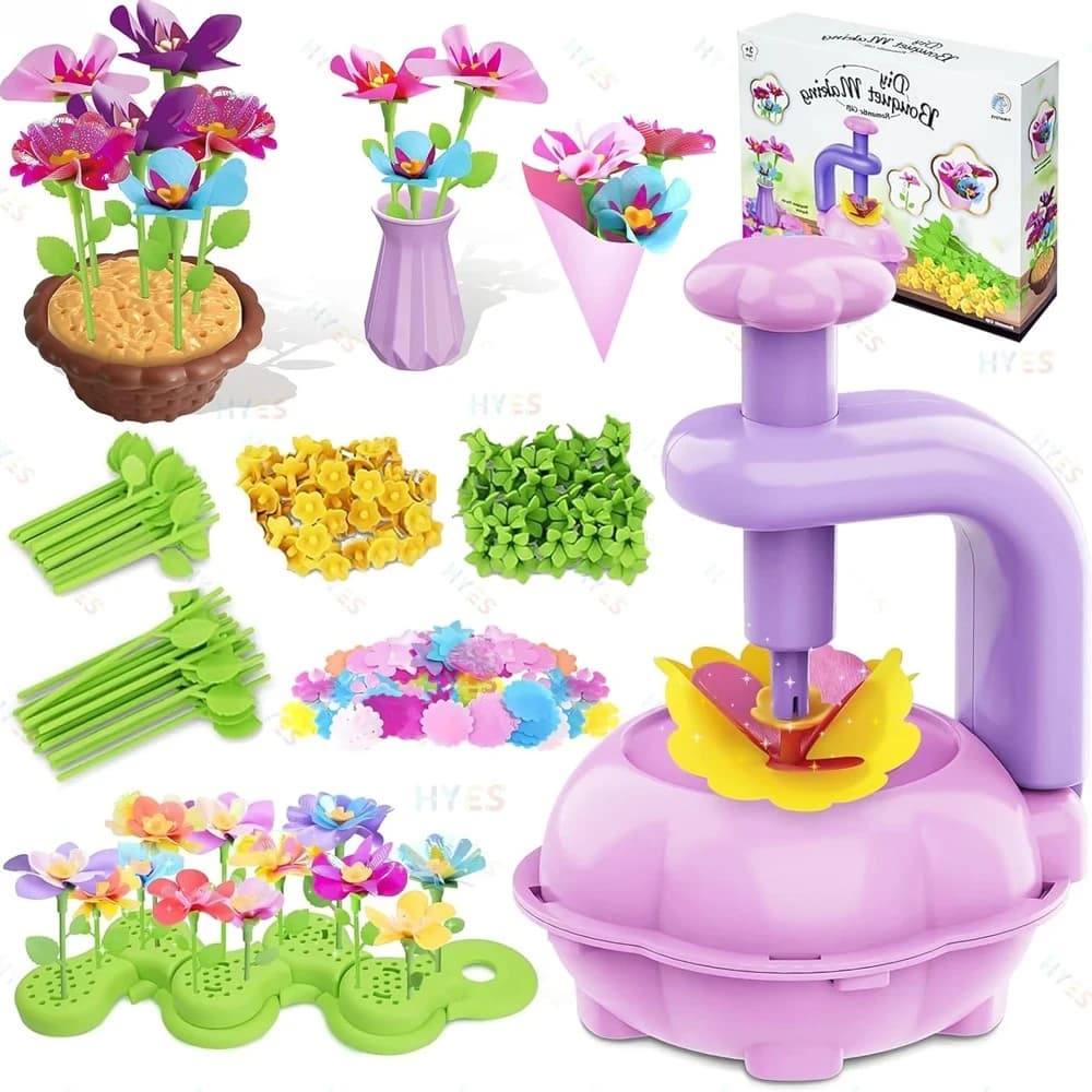 Kit bouquet di fiori fai-da-te per bambini Set di artigianato educativo Disposizione floreale fai-da-te Giocattolo per bambini Crea un proprio regalo per le vacanze di compleanno