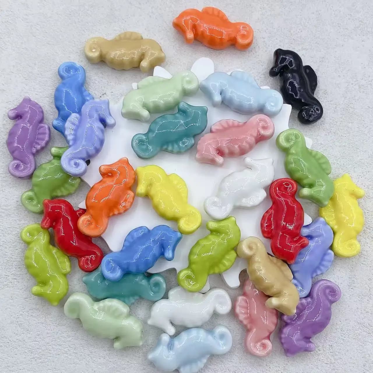5 pezzi 29,5x15mm cavalluccio marino perline in ceramica ciondoli fai da te per bracciale collana accessori gioielli fatti a mano