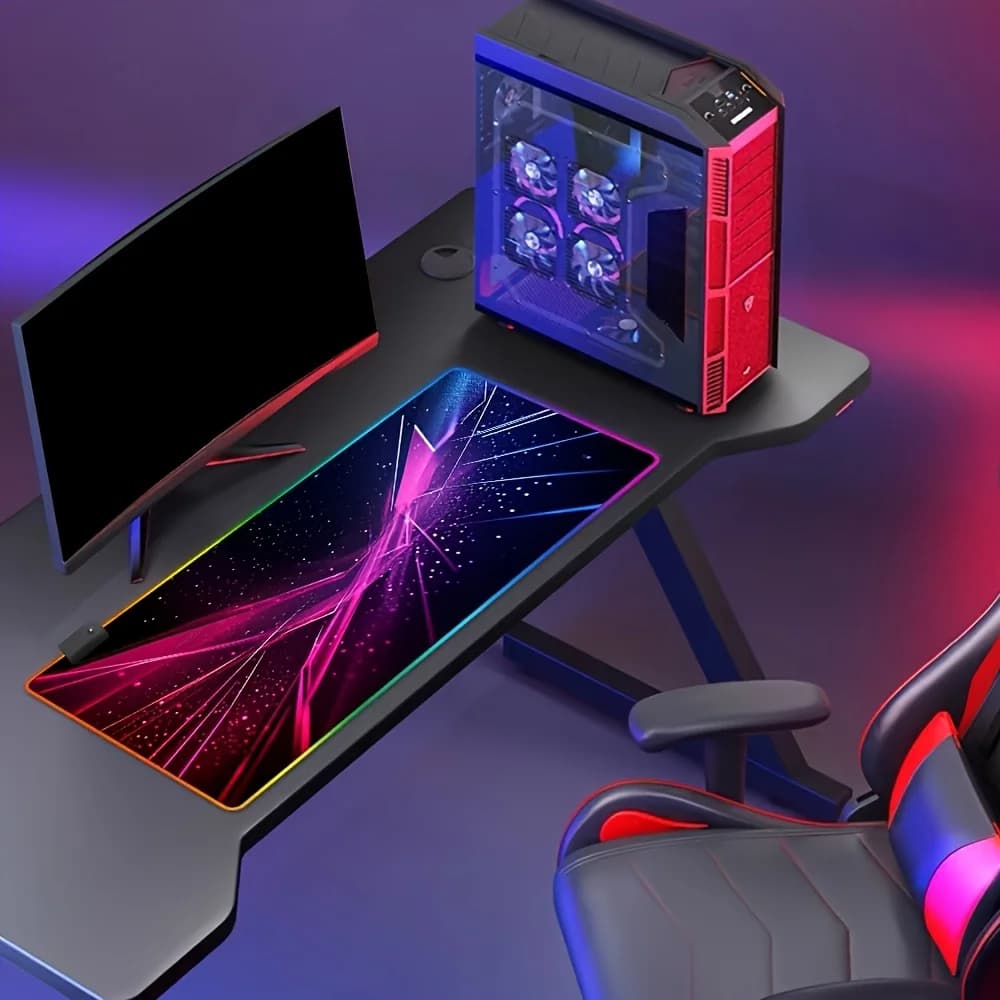 Tappetino per Mouse da Gaming RGB Grande - 14 Modalità di Illuminazione, Controllo Touch, Tappetino Esteso Morbido per Tastiera, Base Antiscivolo in Gomma