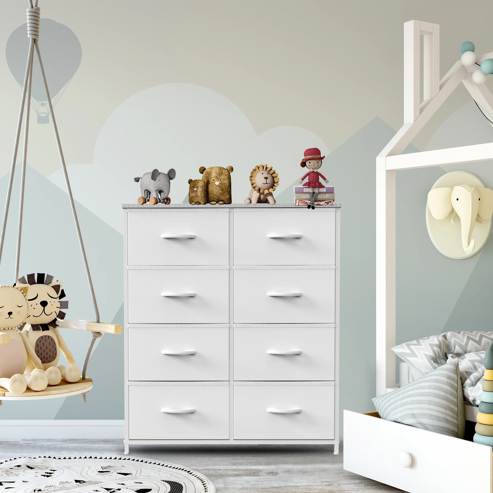 JHK armadio per bambini per camera da letto con 8 cassetti in tessuto armadio portaoggetti con struttura in acciaio armadio per vestiti mobili per la casa