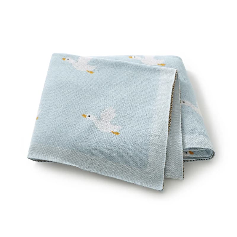 Coperte in cotone per neonati, trapuntate, per bambina e bambino, 100x80 cm, per passeggino, fasciatoio, super morbide, a quadri, con simpatici cartoni animati di uccelli, sacco nanna
