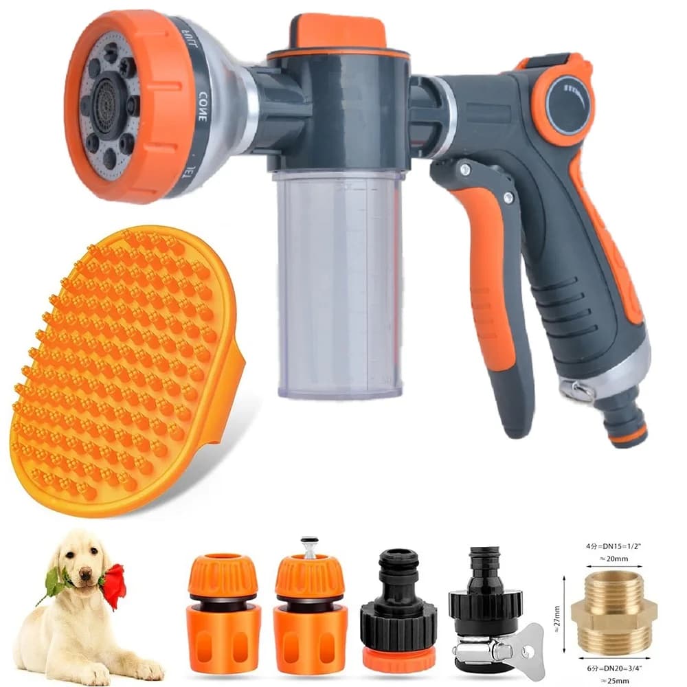 Pet Dog Shower modalità regolabile spruzzatore ad alta pressione ugello tubo pistola pulizia bagno schiuma di acqua sapone schiuma lancia spruzzatore strumento pulito
