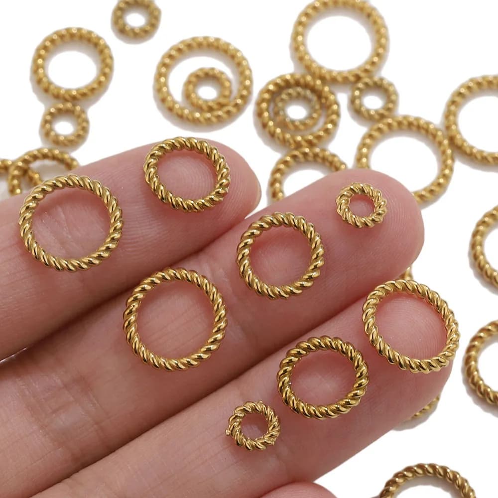 20/50PC Stainless Steel Twist Rope Circle Connector Closed Jump Rings Split Ring Thick for DIY Jewelry Materials Making Supplies