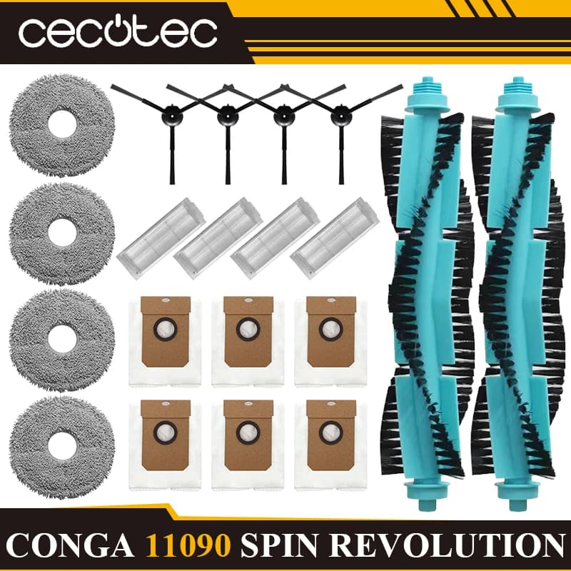 Per Cecotec Conga 11090 Spin Revolution Pezzi di ricambio di ricambio Spazzola laterale principale Filtro Hepa Sacchetto per la polvere