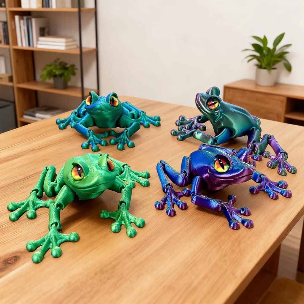 Statua di rana stampata in 3D, animale stampato in 3D flessibile, action figure Fidget per l'arredamento della scrivania dell'home office, 38 cm/14,96 pollici, 16,5 cm/6,5 pollici